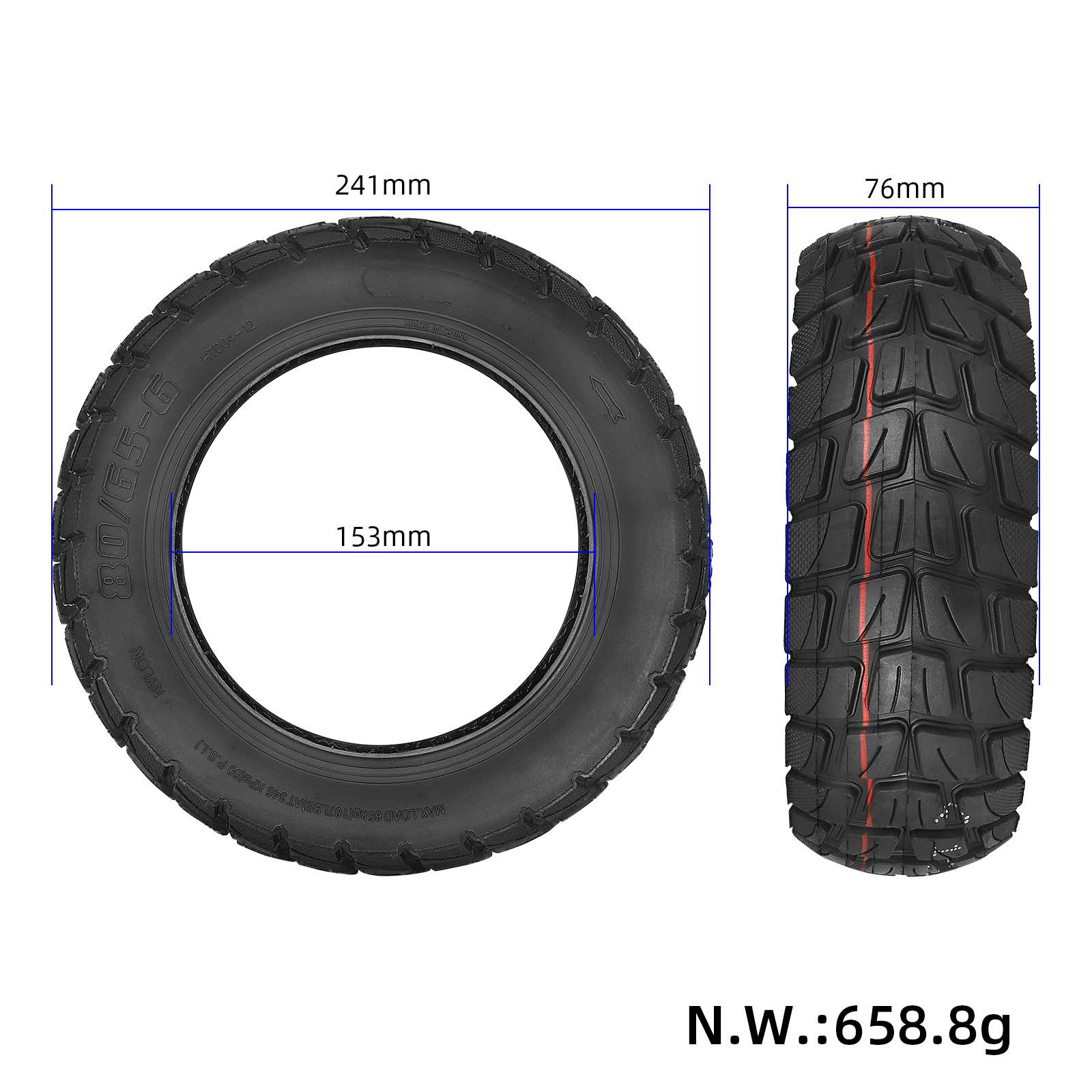 Шина 80/65-6 10×3.0, 10 дюймів для електросамоката - Зображення 3