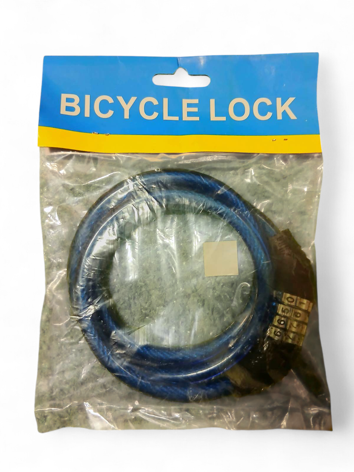 Кодовий замок Bicycle Lock – сталевий трос у ПВХ-оболонці, 4-значна комбінація, синій колір. Ідеальний для велосипеда або самоката.